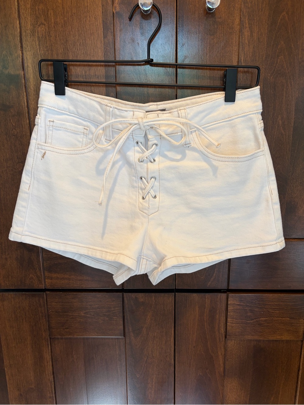 Just USA White High-Waist Lace-Up Shorts